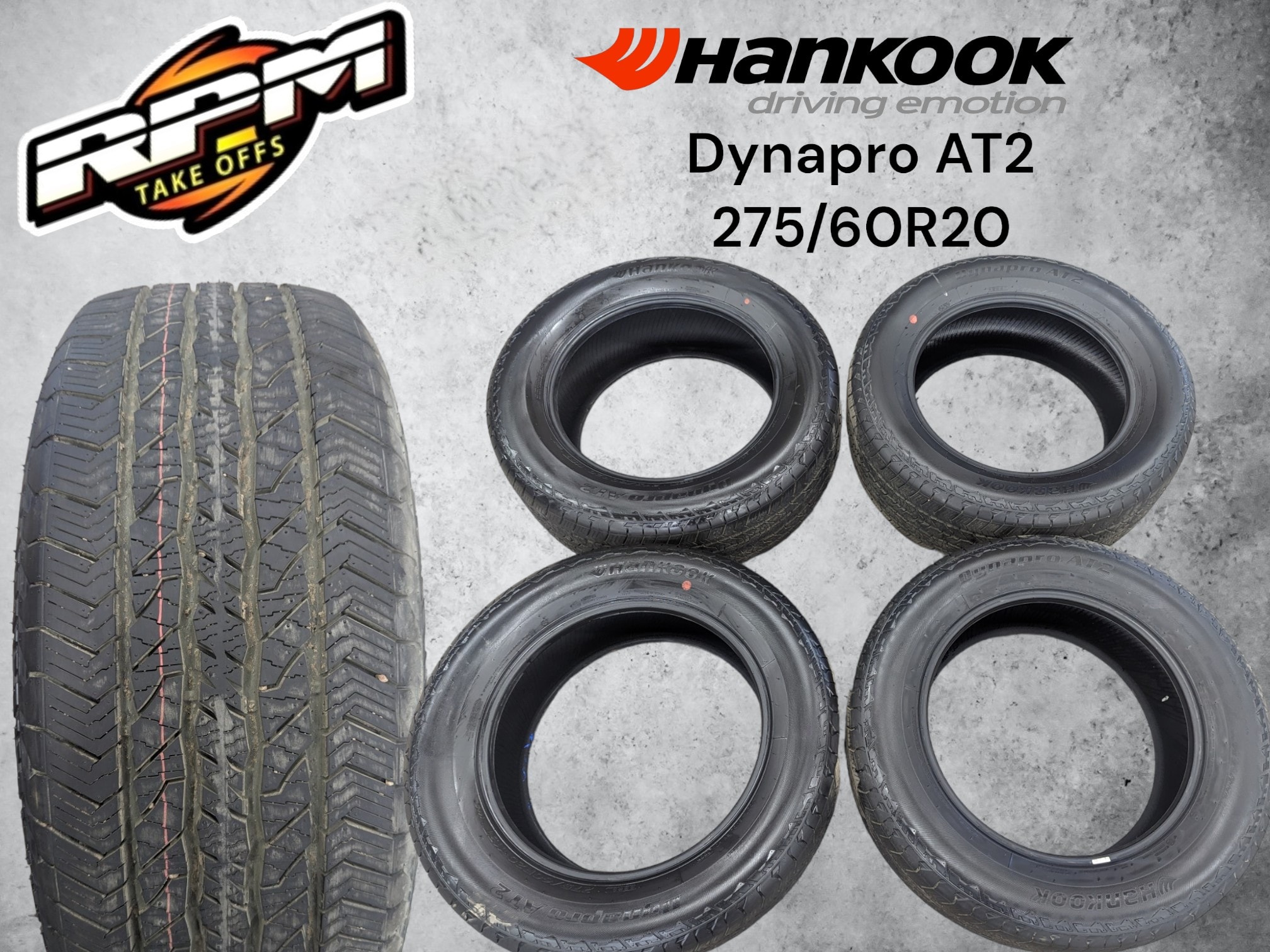 New Takeoff 275/60R20 Hankook Dynapro AT2 Tires — Set of 4