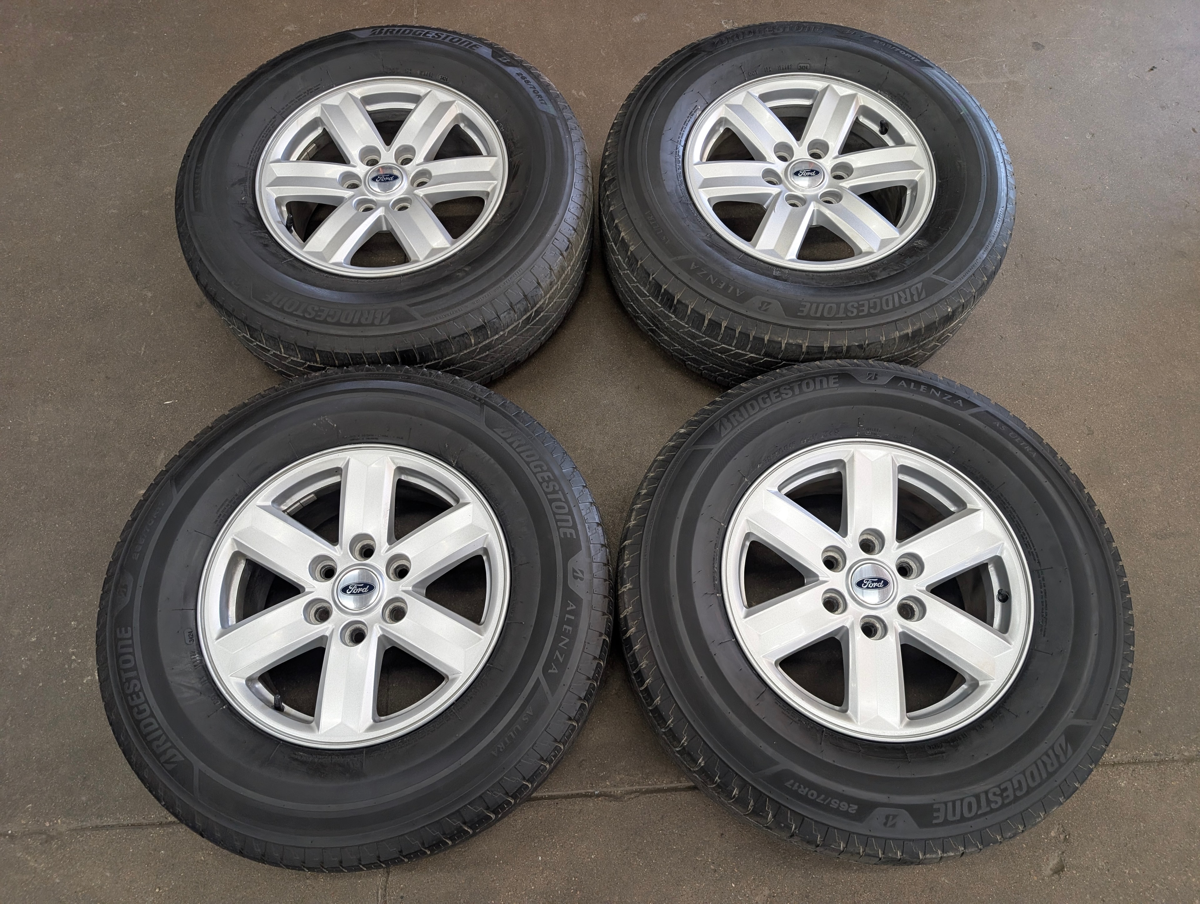 Used 17" Ford F-150 6 Lug Alloy Wheels with Bridgestone Alenza Tires