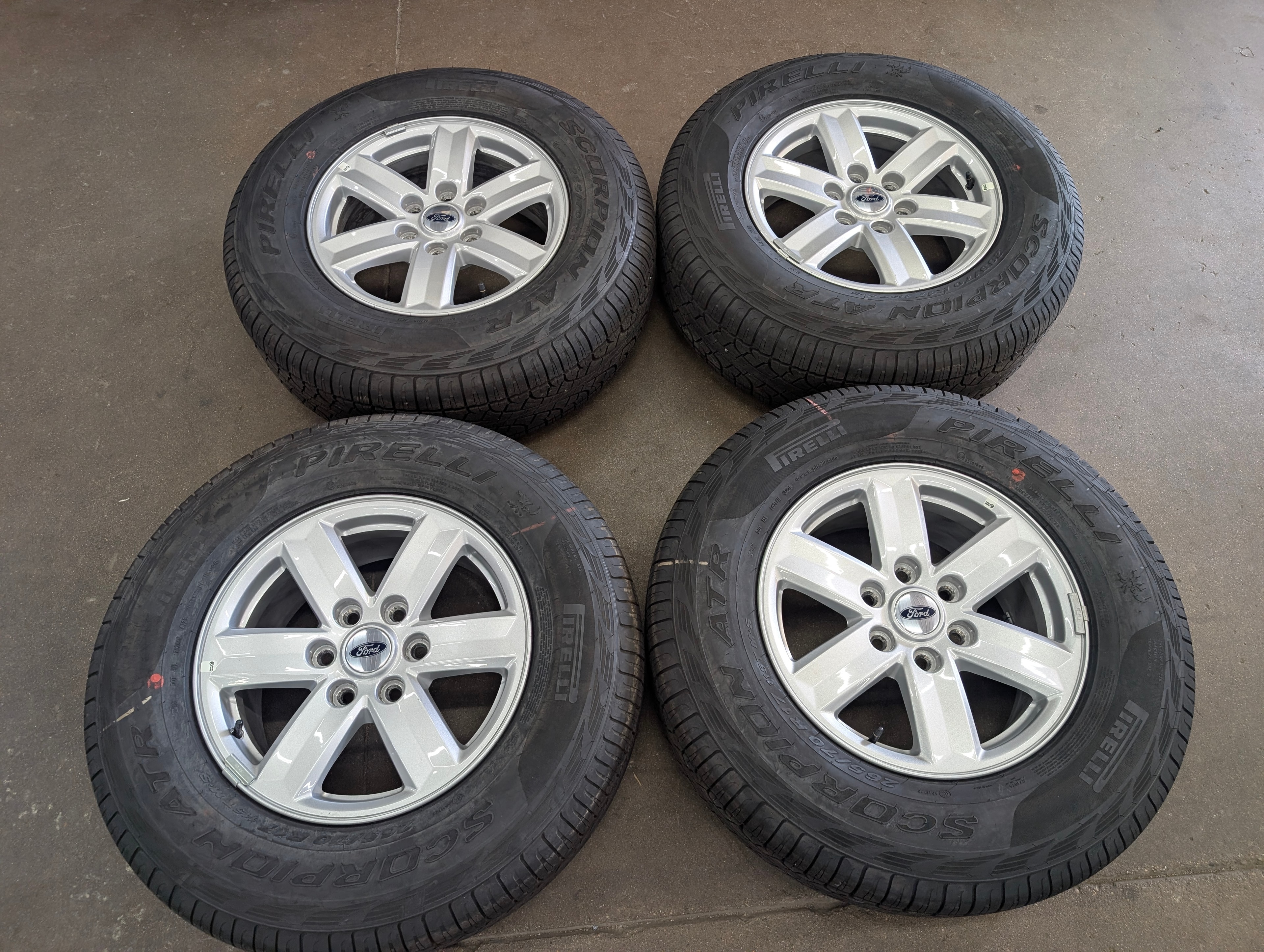 Used 17" Ford F-150 6 Lug Alloy Wheels with Pirelli Scorpion ATR Tires